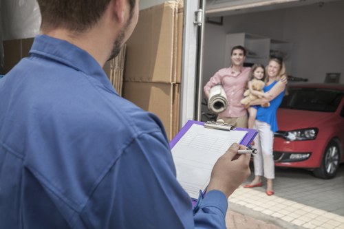 Preparation checklist and packed belongings for moving home
