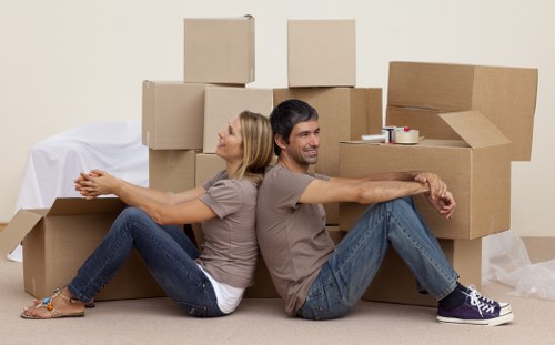 Wandsworth moving van used for transporting household boxes