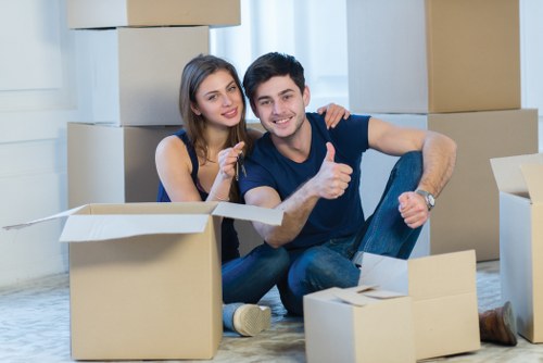 Packed moving boxes and furniture ready for transport in Wandsworth