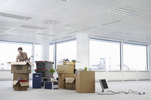 Boxes and household items prepared for an urgent removals service