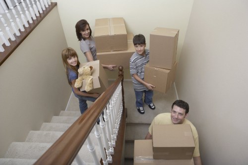 Office furniture and equipment being loaded for a business relocation